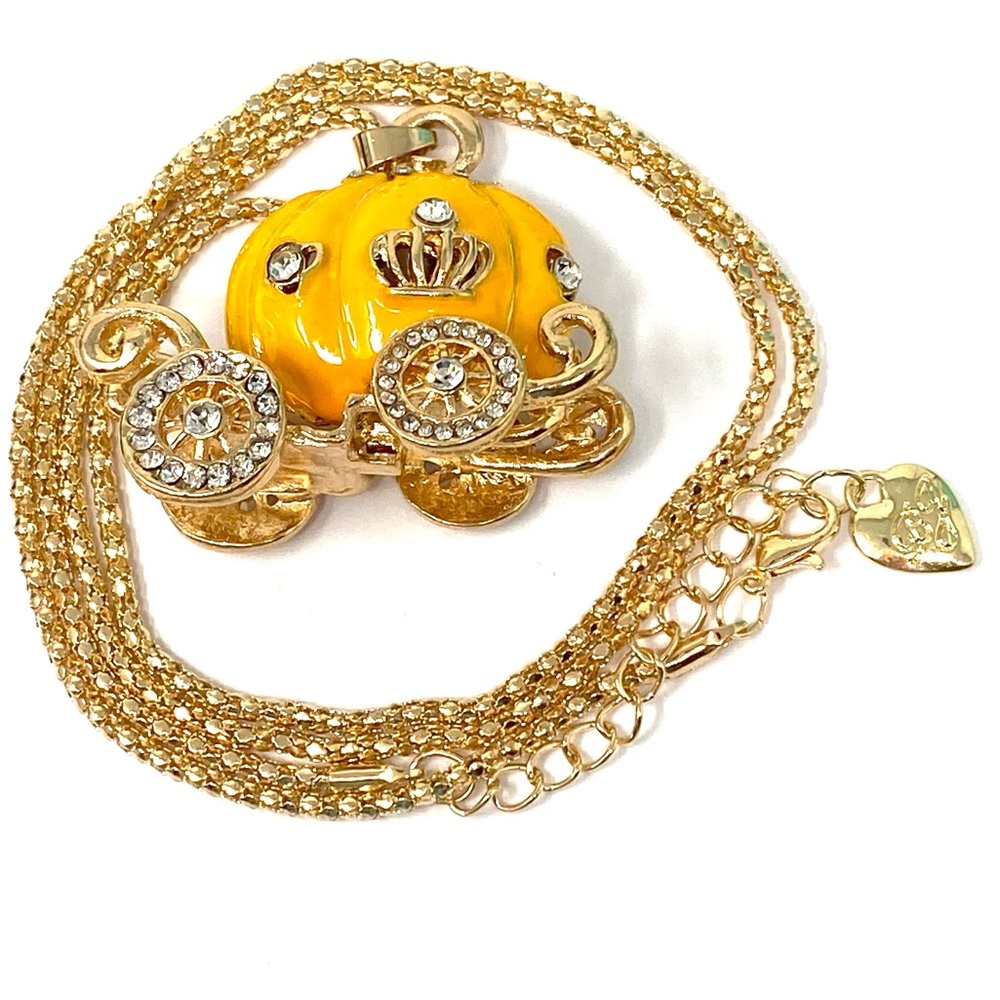Authentic Betsey Johnson 3D Enamel Yellow Princess Carriage Pendant Neck… - Picture 6 of 9